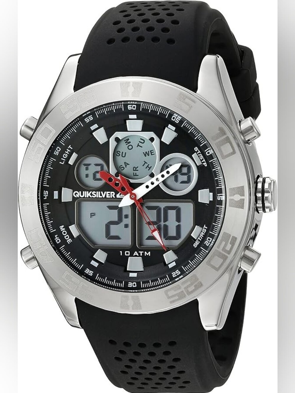Quiksilver The Fifty Digital Watch with LCD Dial Digital Display Black Silicone